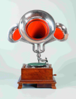 Münz-Grammophon mit 3 Trichtern